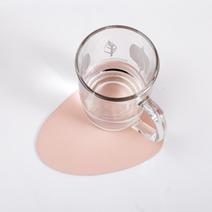 페블 양면 가죽 컵받침 4p세트(핑크+실버)