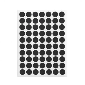10mm 컬러 원형 스티커 60매(블랙) 단색 문구스티커