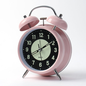 무소음 축광 야광 해머벨 탁상시계(핑크)인테리어시계