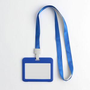 양면 사원증 케이스+목걸이줄(가로형) (블루)