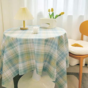 감성 체크무늬 식탁보(옐로우그린) 사각테이블보