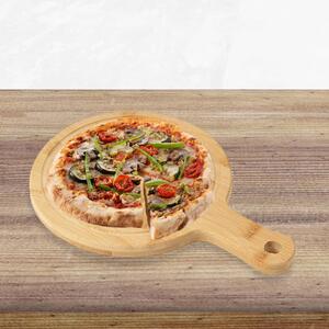 대나무 손잡이 피자트레이(원형) (28x19.5cm) 피자판