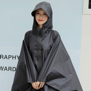 레인트 남녀공용 판초 우비 등산 휴대용 비옷 블랙