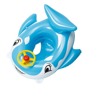 국산 돌고래 유아 핸들 보행기 물놀이 튜브 (블루)